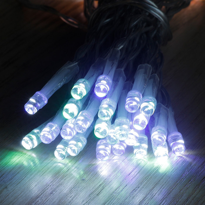 V5灯串透明线无极泡白四彩