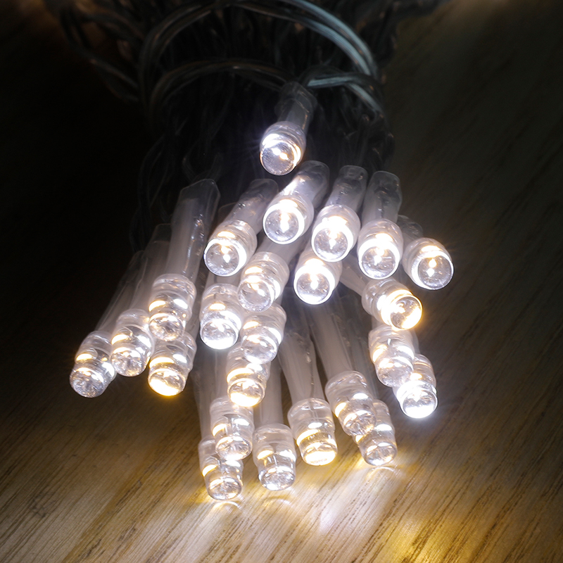 V5灯串透明线无极泡白暖