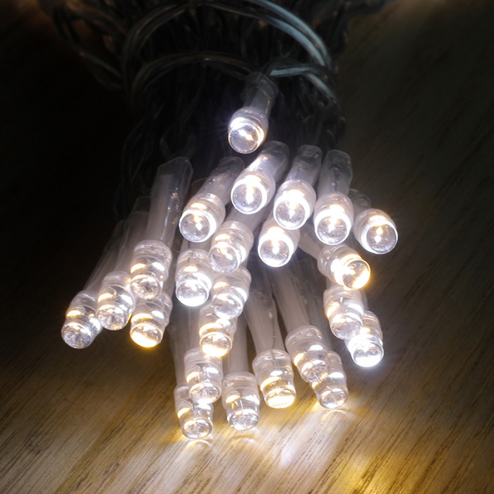 V5灯串透明线无极泡白暖