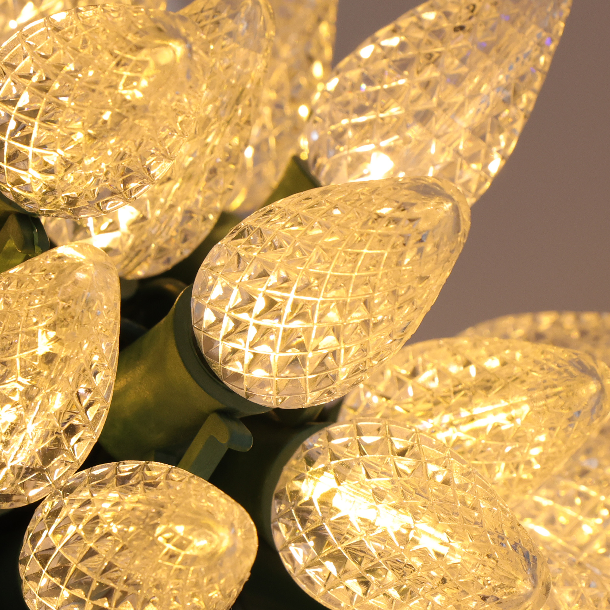 C7 Warm White Lights Green Wire