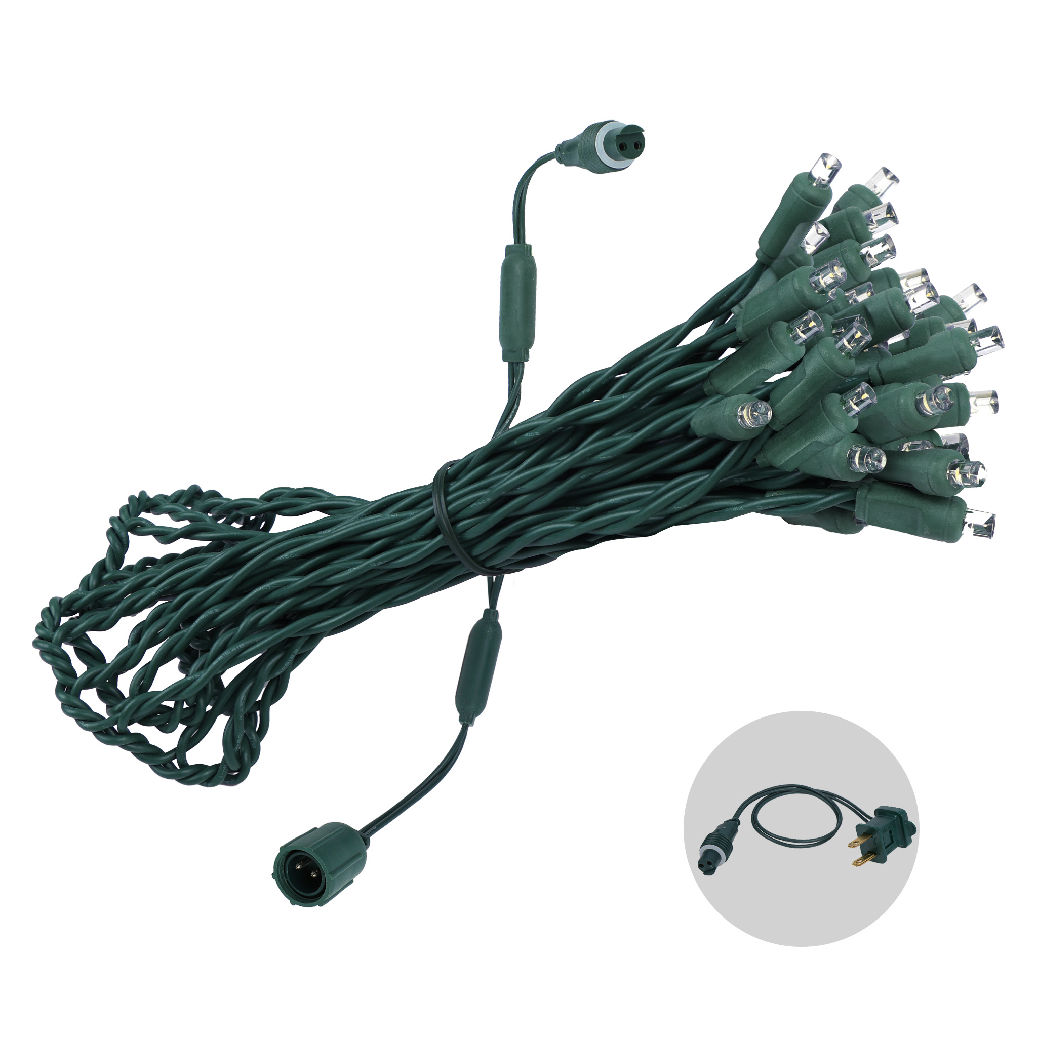 Curtain Warm White Lights Green Wire