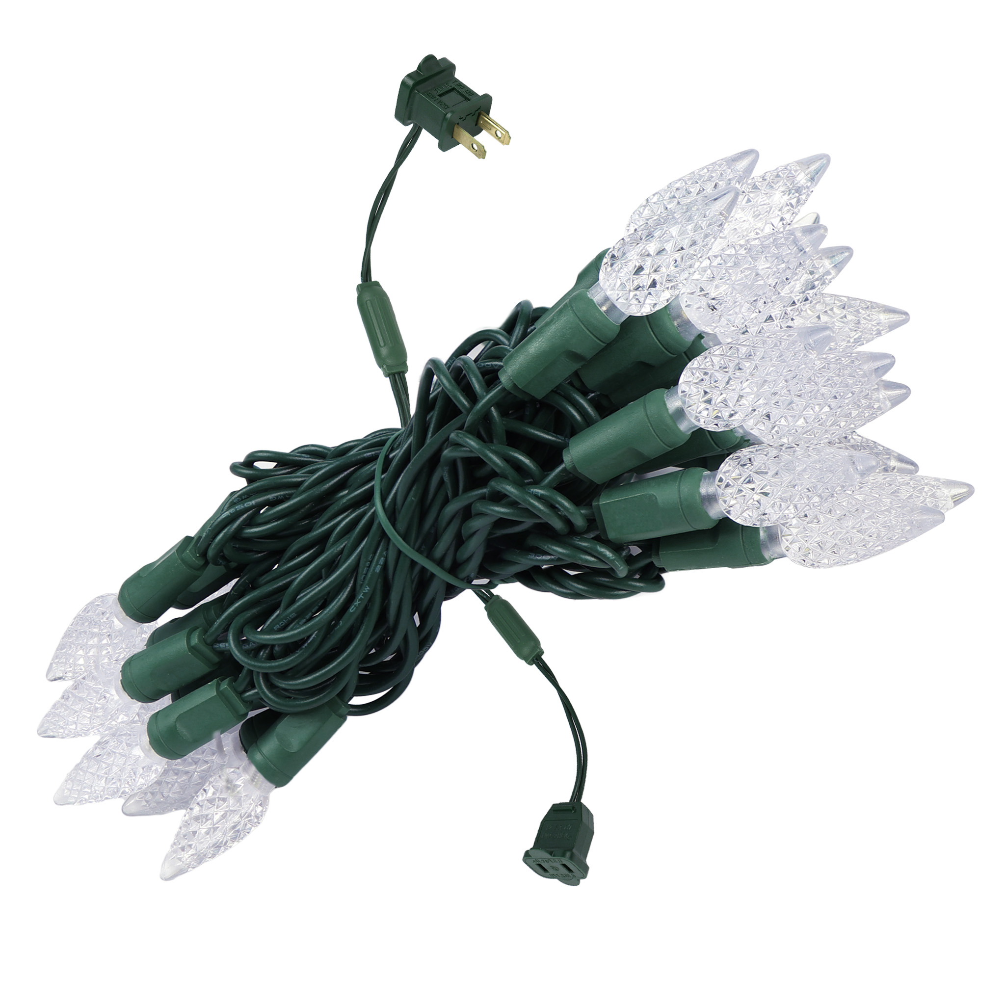 C6 warm white lights green wire