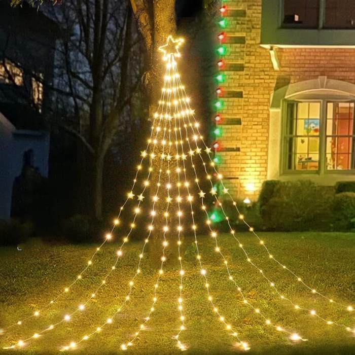 窗帘挂件灯网灯圣诞树暖光