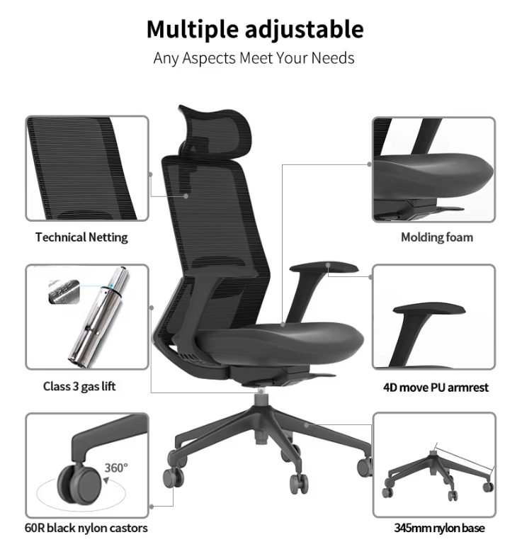 Commercial Ergonomic Office Chair with Headrest