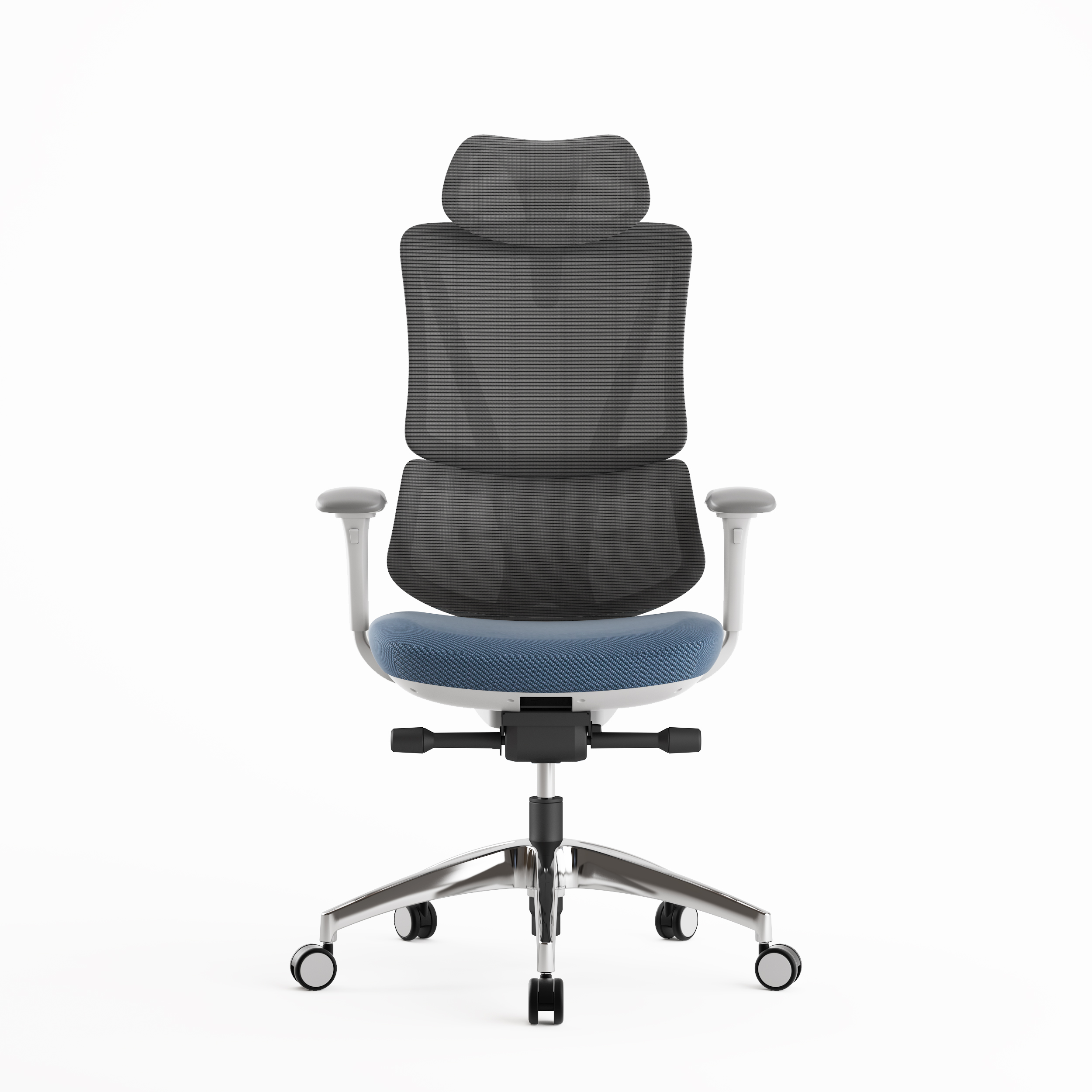 White High Back Functional Mesh Headrest Office Chair