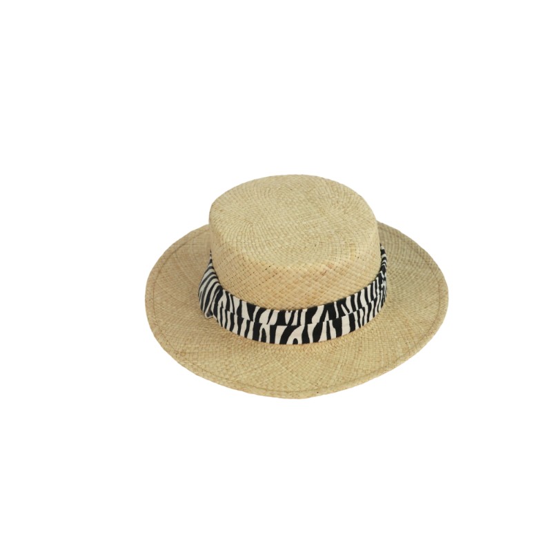 Flat top straw fedora summer sun hat for beach