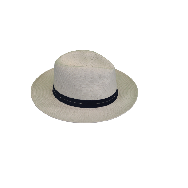 Classic Panama straw hat white wide brim sun hat with stylish blue band