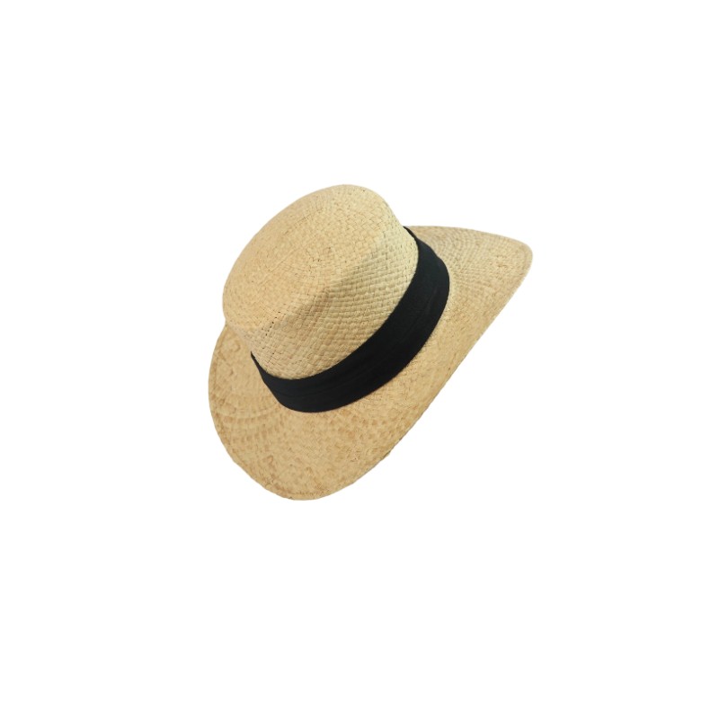 Handwoven flat top straw sun hat for beach and vacation