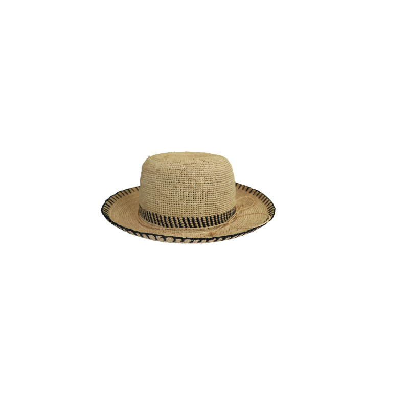 Vintage straw hat with frayed edge summer sun fedora