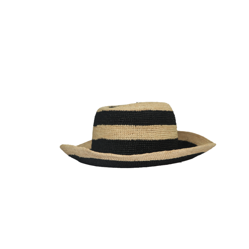 Striped straw bucket hat summer beach sun hat