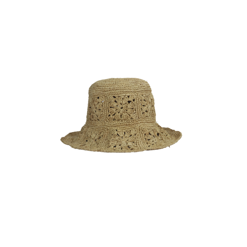 Handwoven hollow straw bucket hat womens summer beach sun hat