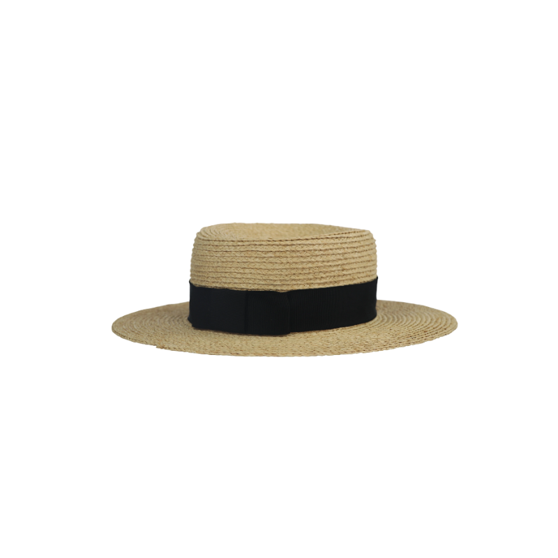 Flat top straw sun hat colorful British style summer beach hat