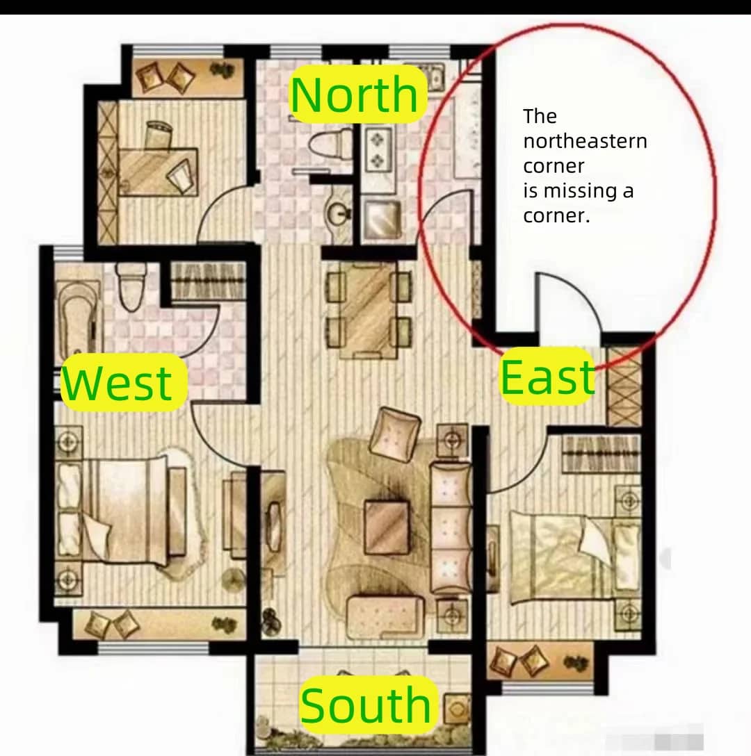 Northeast House Corner Defect Floor Plan Feng Shui Home Balance Consultation Family Fortune Adjustment