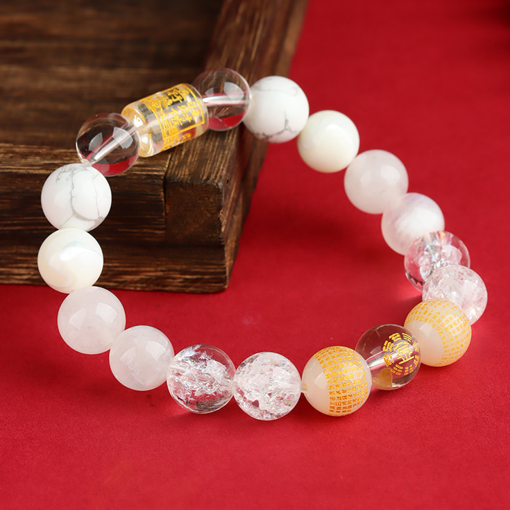 Metal Element Crystal Fortune Bracelet Natural Material Handmade Prayer & Evil Ward Off