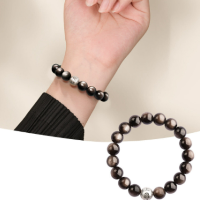 Handmade Natural Obsidian Bracelet Traditional Guardian Stone Lucky Charm & Energy Shield