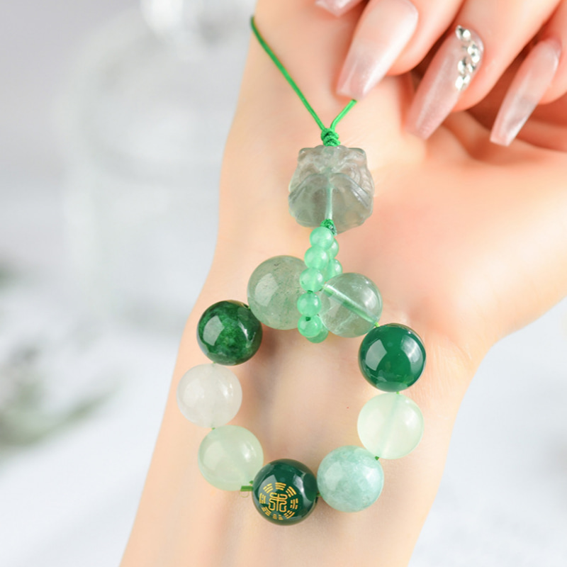 Natural Crystal Five Elements Multi-Gem Charm Cell Phone & Keychain Harmonize Energy & Promote Balance