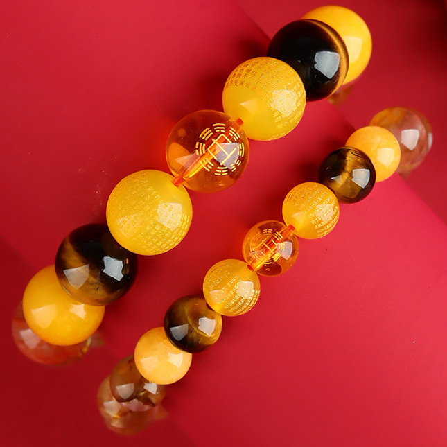 Earth Element Natural Crystal Bracelet Handmade Beads Stability & Steadiness + Attract & Guard Wealth