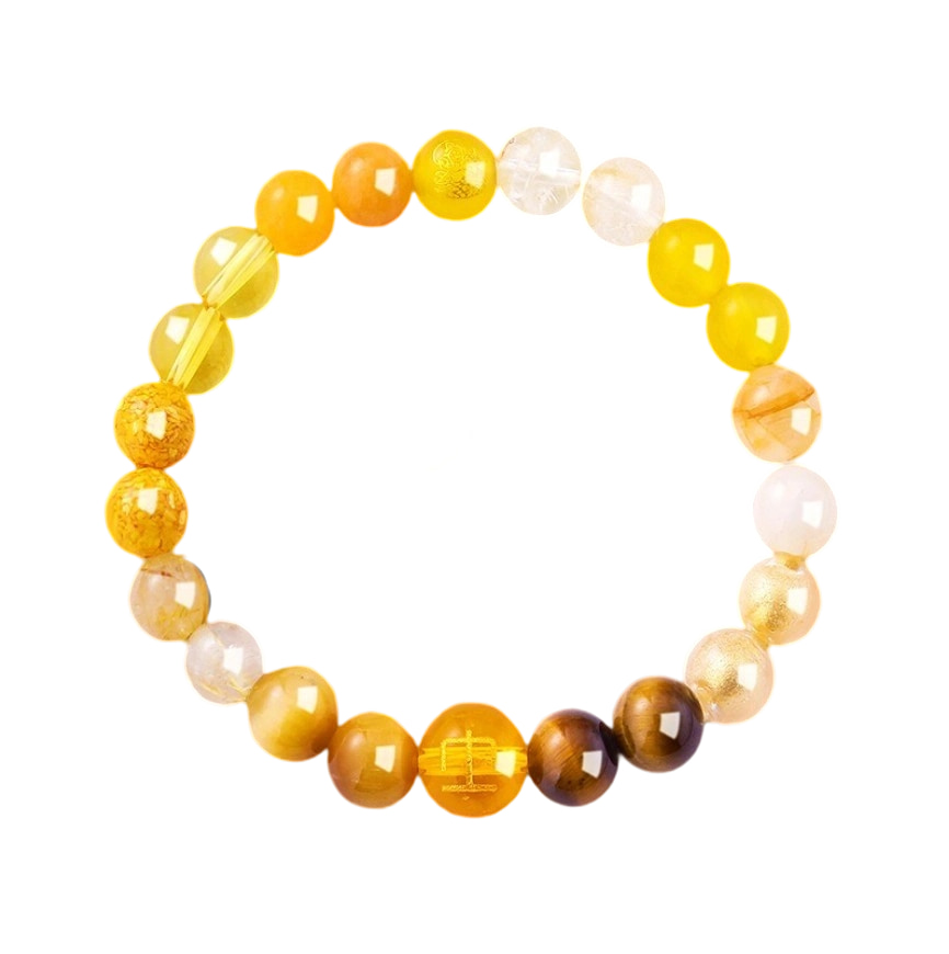 Five Elements Earth Crystal Bracelet Citrine & Tiger's Eye Combination Stabilize Aura & Attract Prosperity