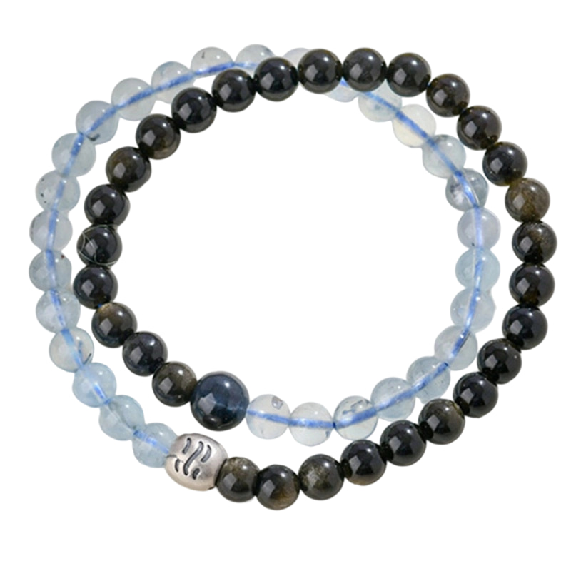 Water Element Five Elements Multi-Treasure Double-Loop Bracelet Natural Crystal Attract Wealth & Blessings