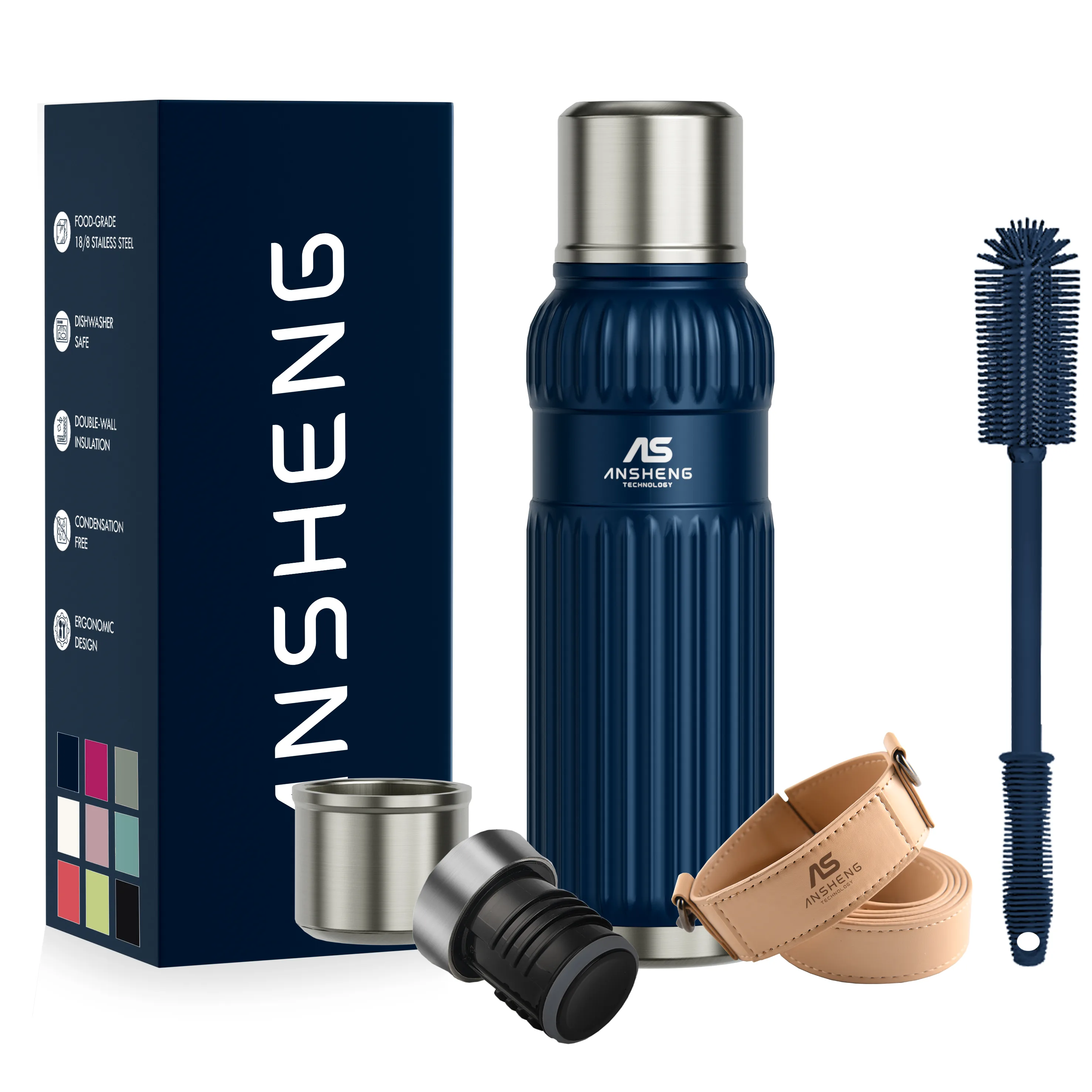 Banded Bullet Vacuum Flask with Steel Waist Ring