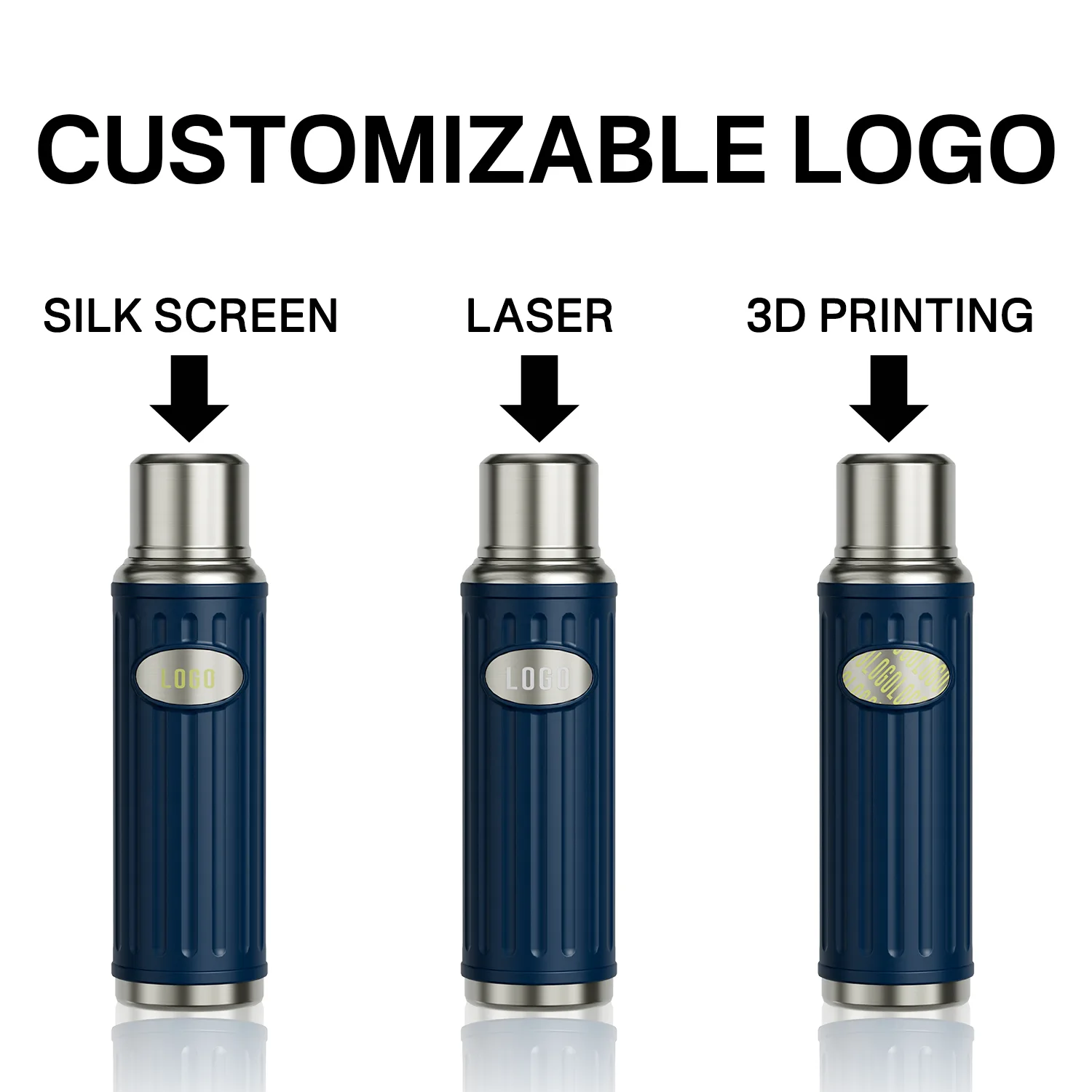 Ribbed Bullet Vacuum Flask with Emblem Plate