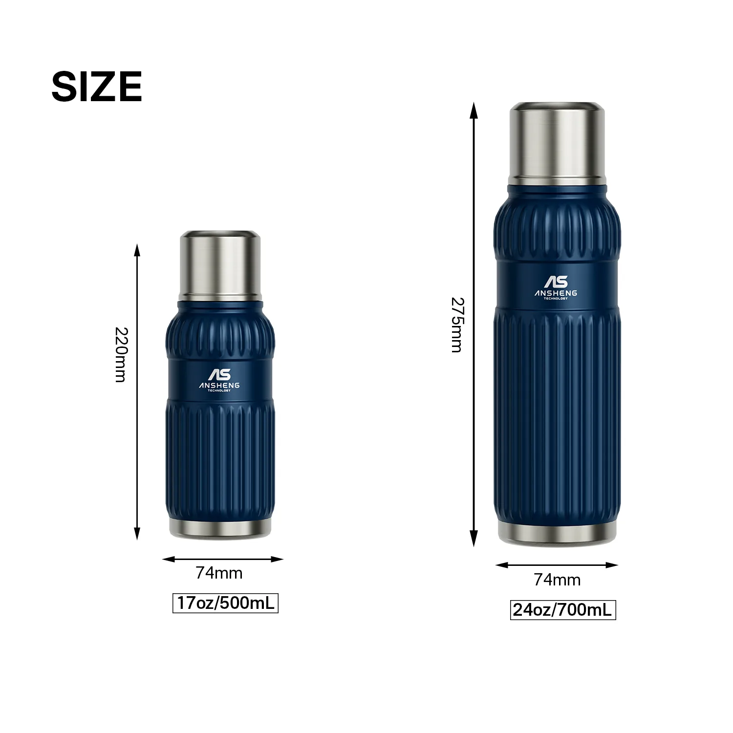 Banded Bullet Vacuum Flask with Steel Waist Ring