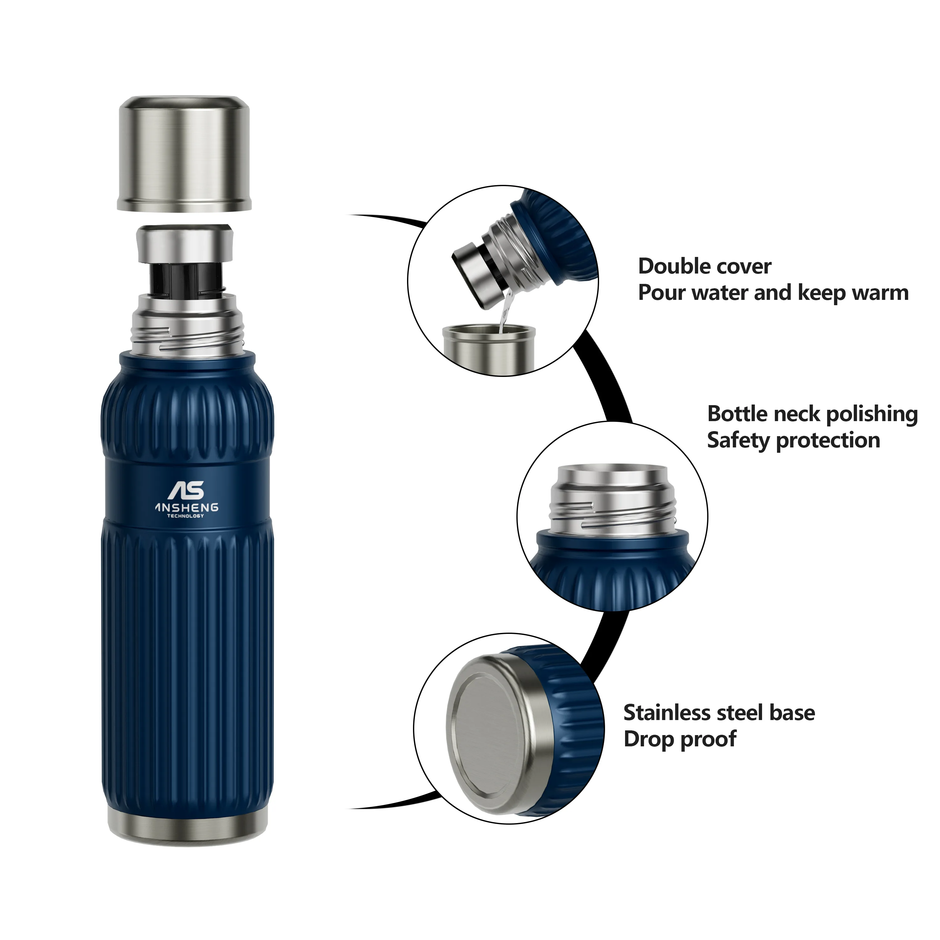 Banded Bullet Vacuum Flask with Steel Waist Ring