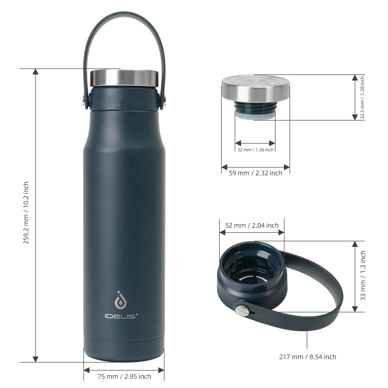 Insulated Stainless Steel Bottle with Ice Sieve