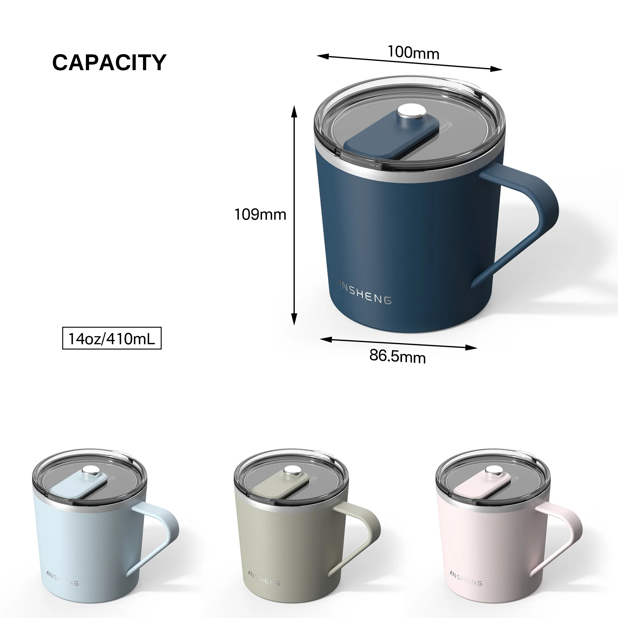 Tapered Double Wall Stainless Steel Coffee Mug