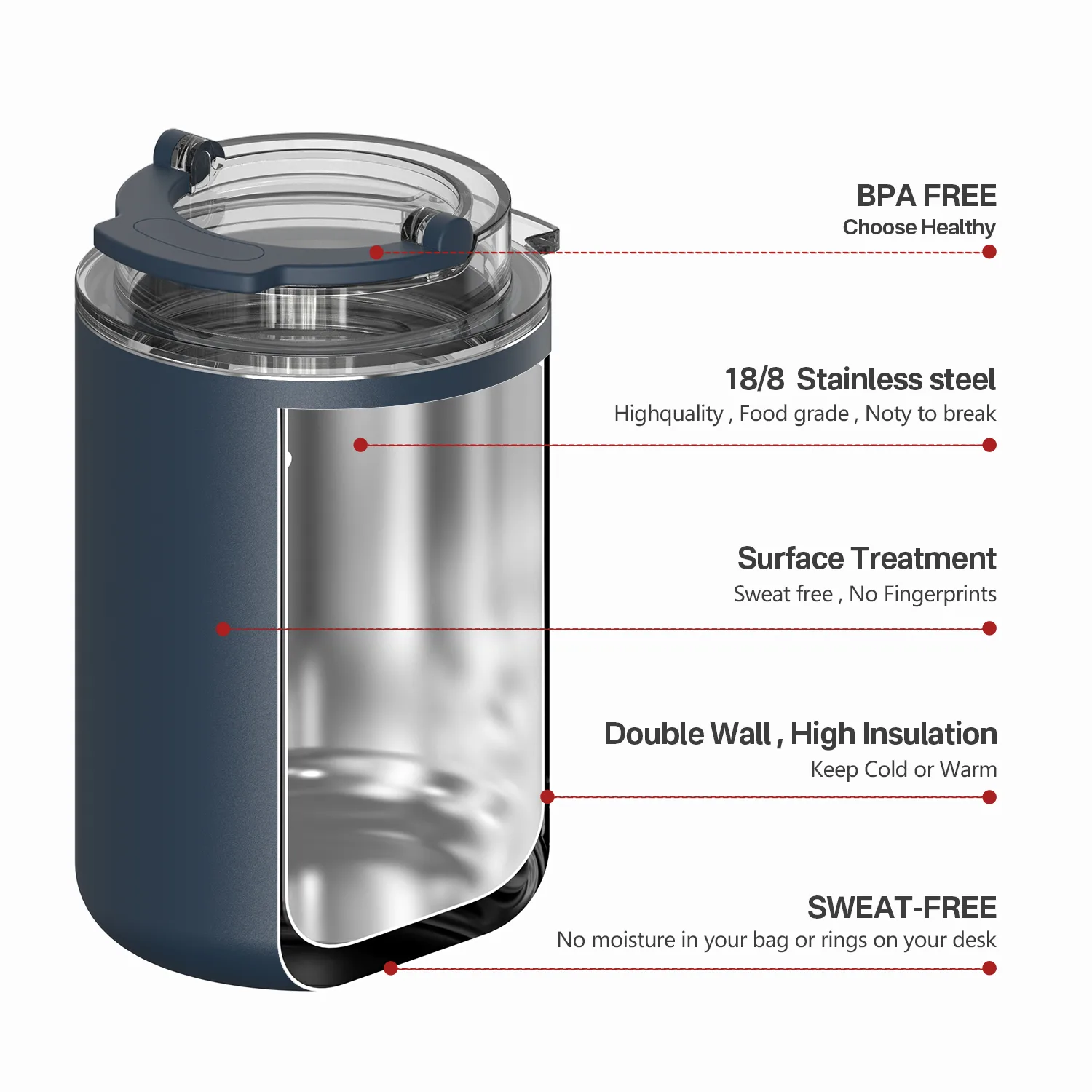 Stainless Steel Travel Mug with Carry Handle Lid