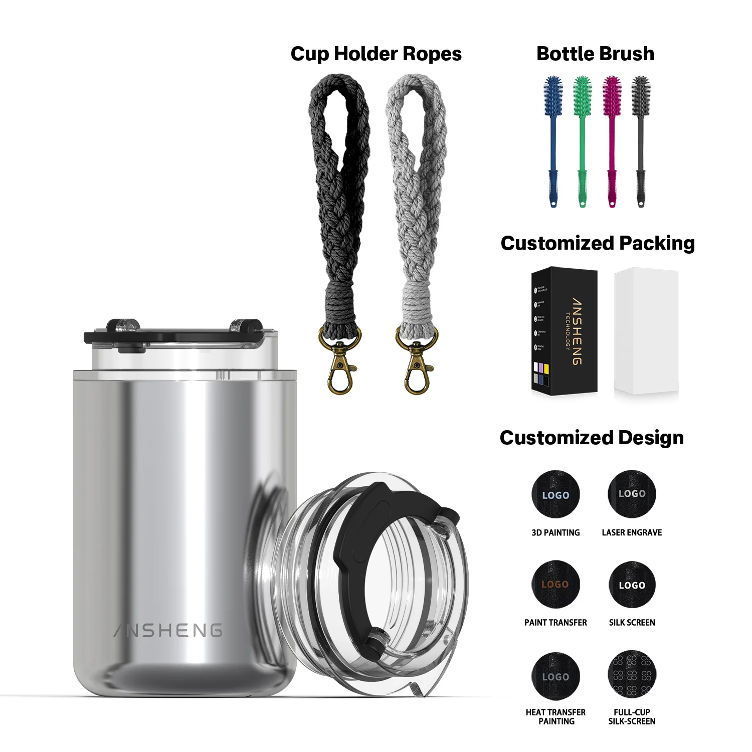 Stainless Steel Travel Mug with Carry Handle Lid
