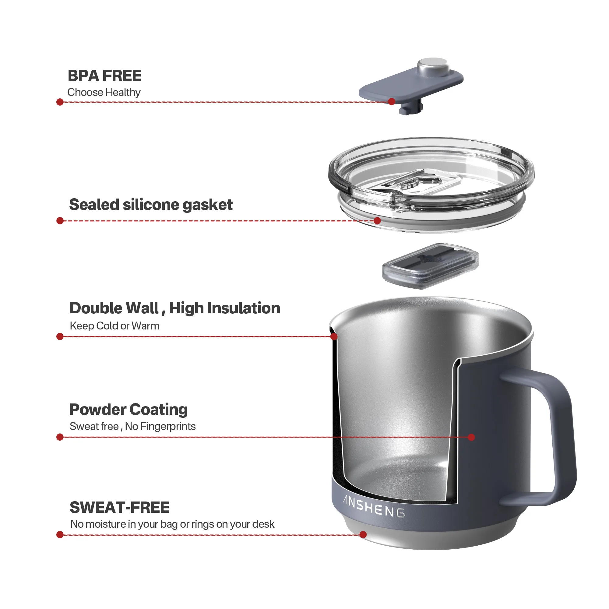 Straight Wall Stainless Steel Coffee Mug