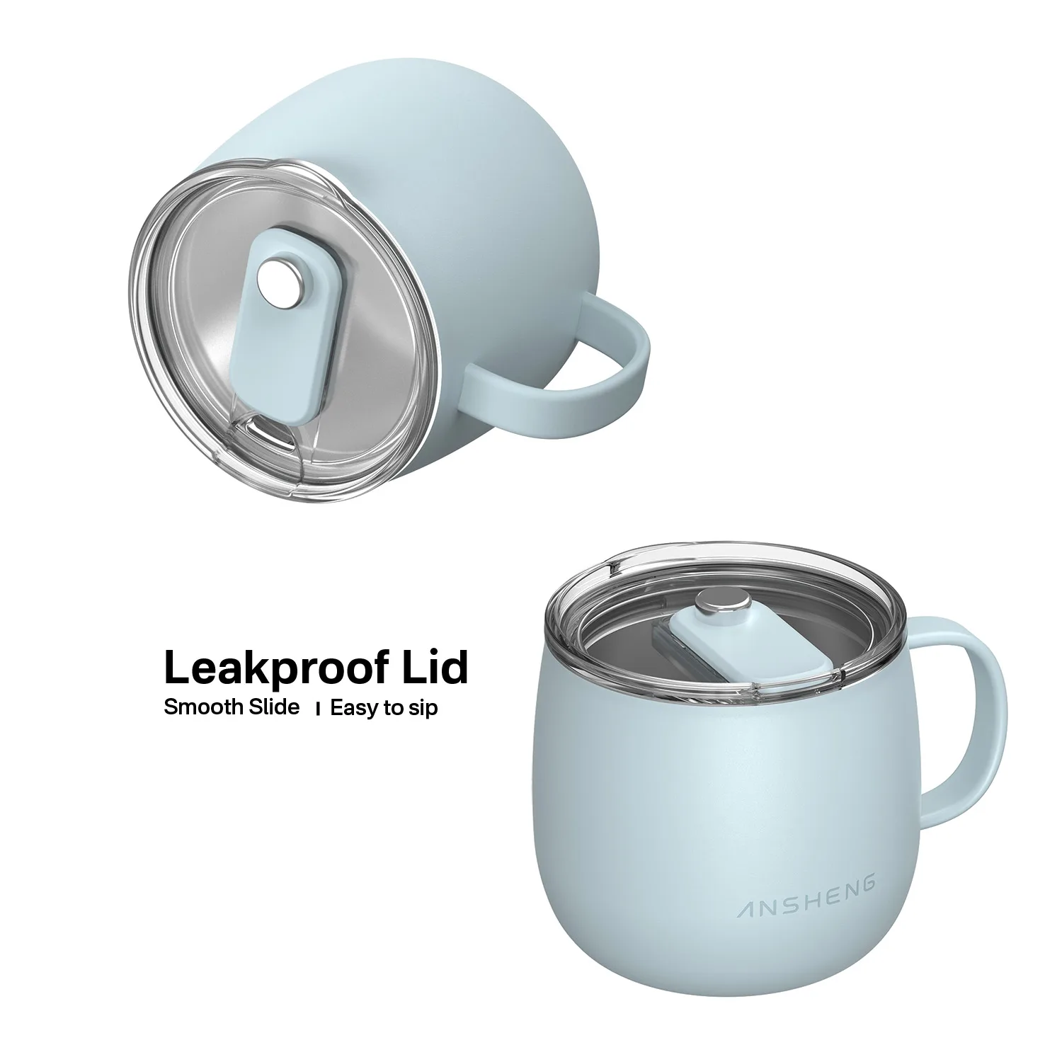 Contoured Stainless Steel Coffee Mug with Slider Lid